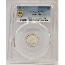 AUSTRALIA 1915 . THREEPENCE . PGCS XF45
